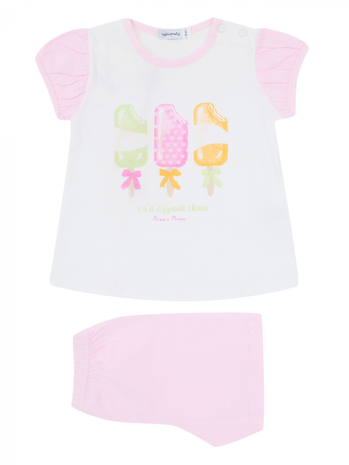 Пижама из хлопка с принтом Picoti&Picota  –  Общий вид  – Цвет:  Розовый
