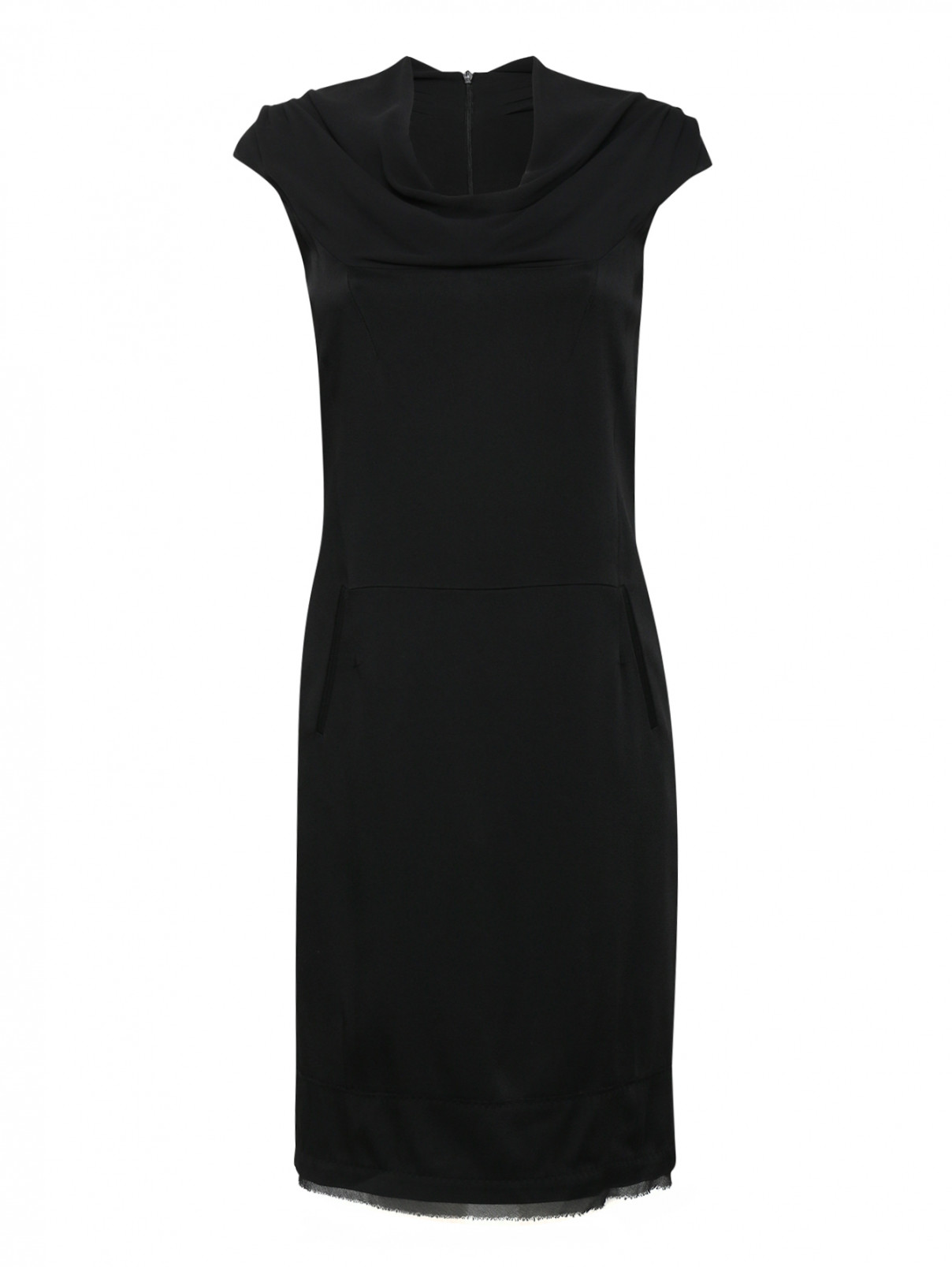 Однотонное платье-футляр с драпировкой Costume National  –  Общий вид  – Цвет:  Черный