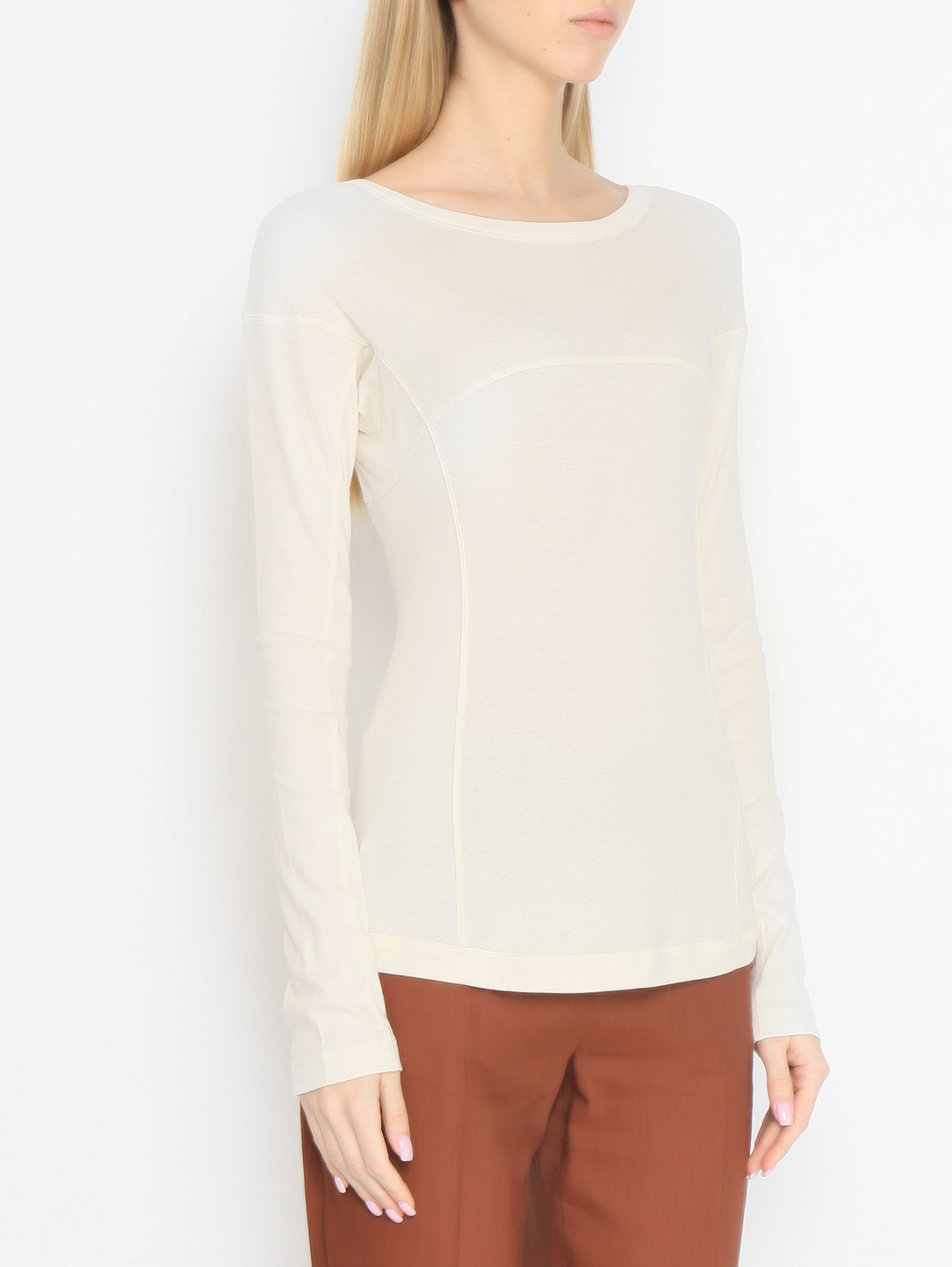 Джемпер из хлопка и модала Helmut Lang  –  МодельВерхНиз  – Цвет:  Бежевый