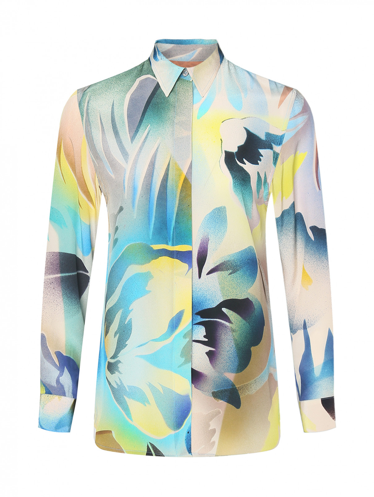 Блуза из шелка с узором Paul Smith  –  Общий вид  – Цвет:  Зеленый