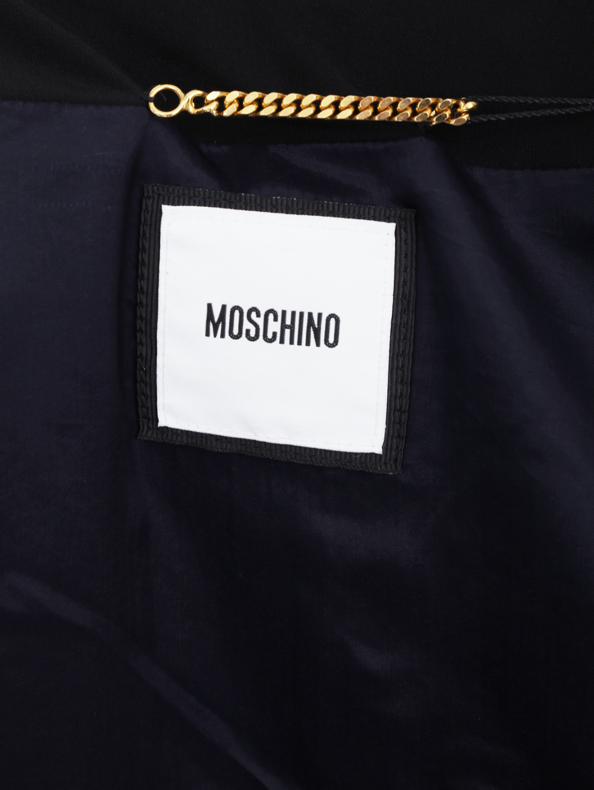 Полупальто из шерсти и хлопка с декором Moschino  –  Деталь2  – Цвет:  Синий