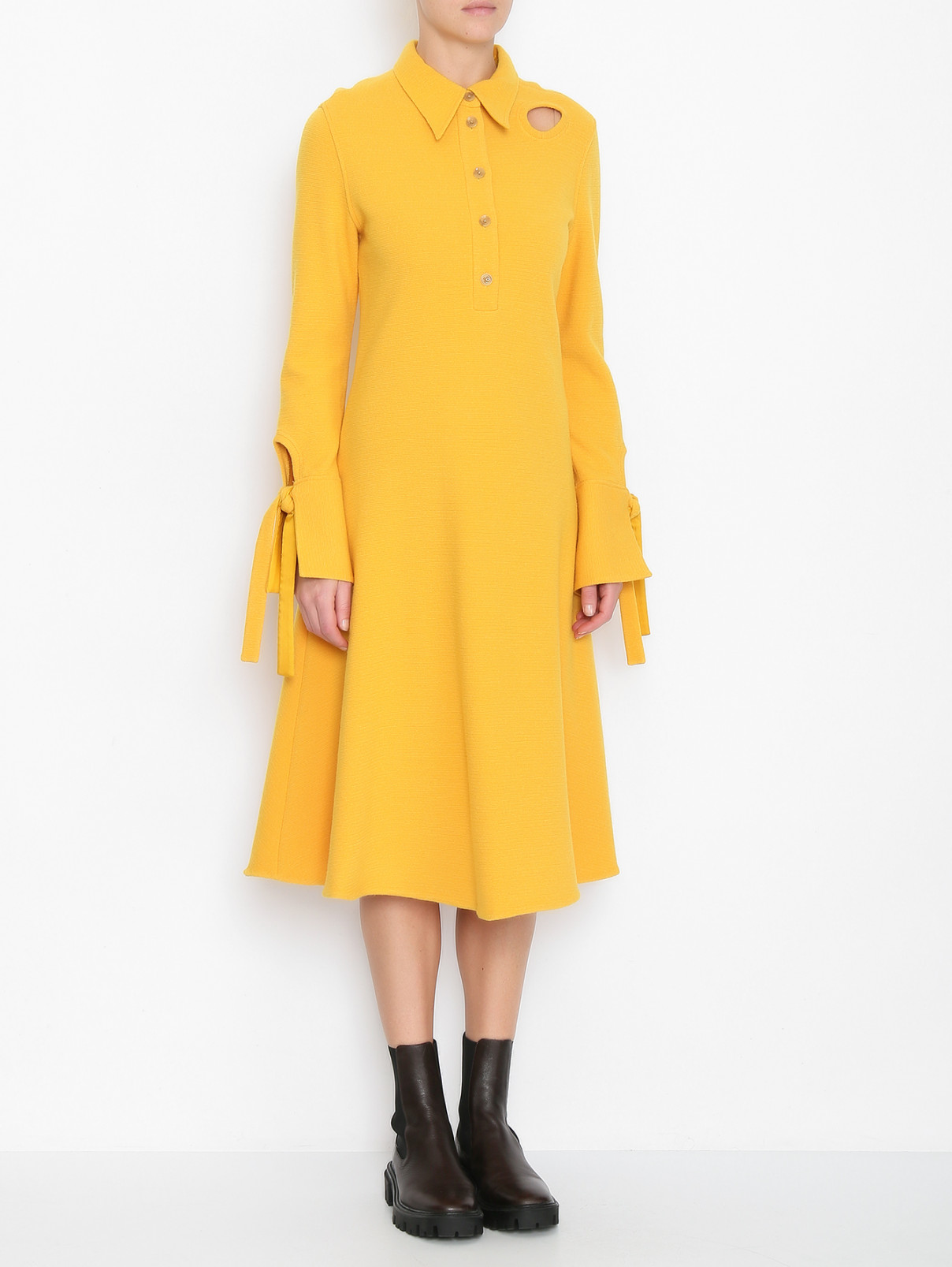 Платье-миди из смешанной шерсти 3.1 Phillip Lim  –  МодельВерхНиз  – Цвет:  Желтый