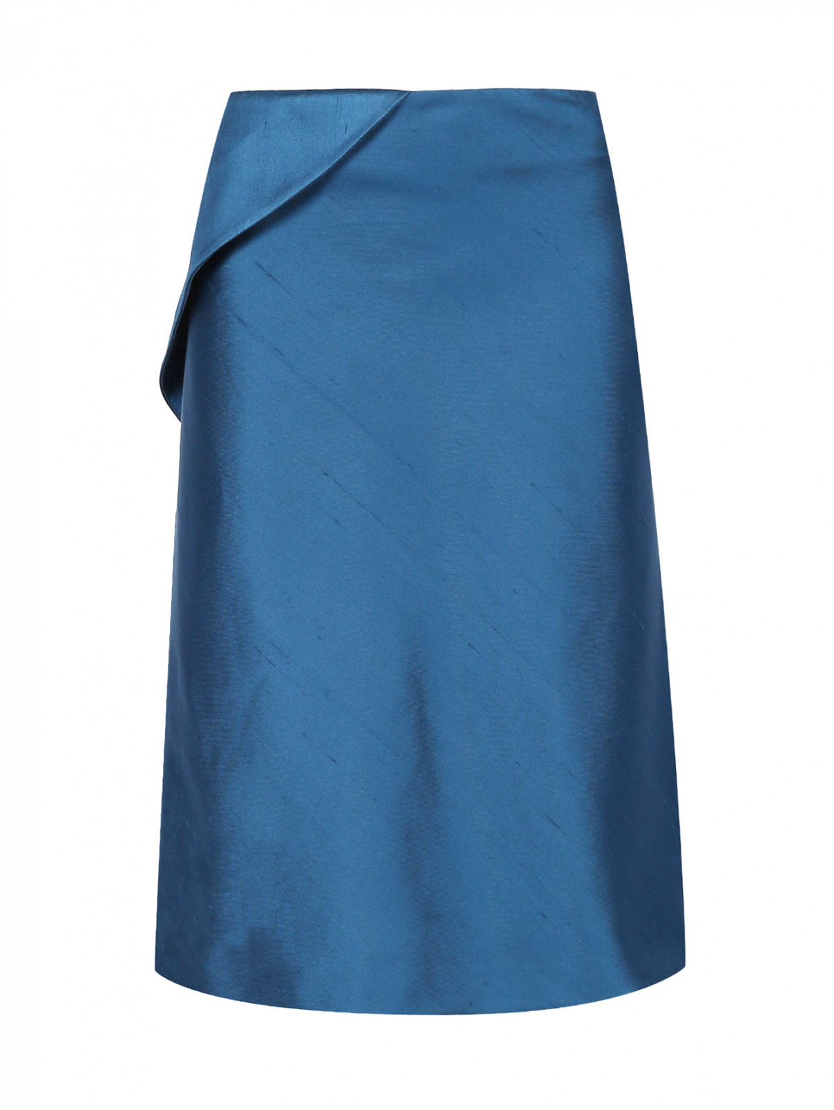 Юбка-миди из шелка и хлопка Alberta Ferretti  –  Общий вид  – Цвет:  Синий