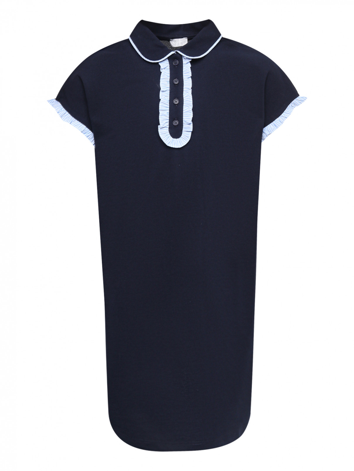 Трикотажное платье с оборками Il Gufo  –  Общий вид  – Цвет:  Синий