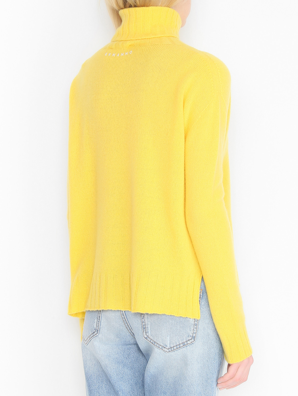 Однотонный свитер из шерсти и кашемира Ermanno Firenze  –  МодельВерхНиз1  – Цвет:  Желтый