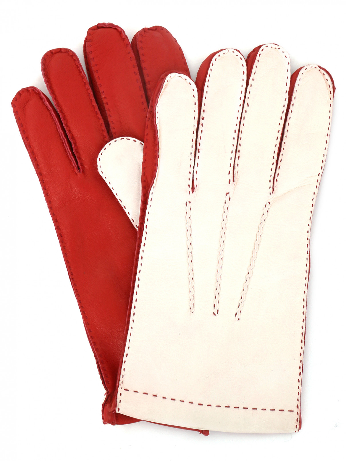 Перчатки из кожи с контрастной вставкой Etro  –  Общий вид  – Цвет:  Белый