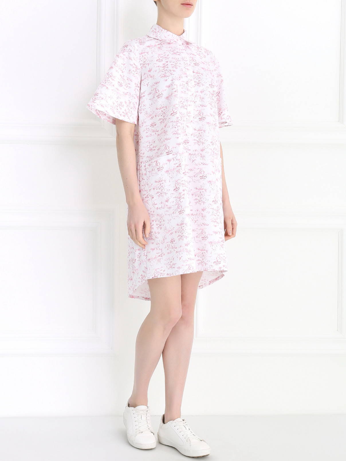 Платье-мини с коротким рукавом Petit Jete  –  Модель Общий вид  – Цвет:  Узор