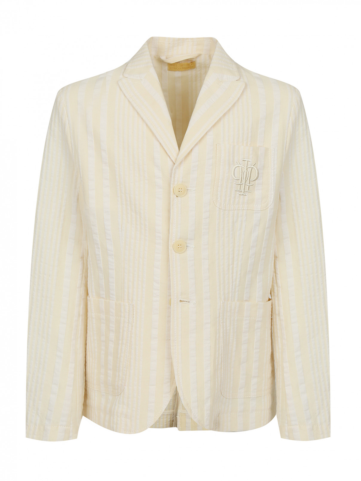 Пиджак из хлопка с узором "полоска" и вышивкой I Pinco Pallino  –  Общий вид  – Цвет:  Желтый