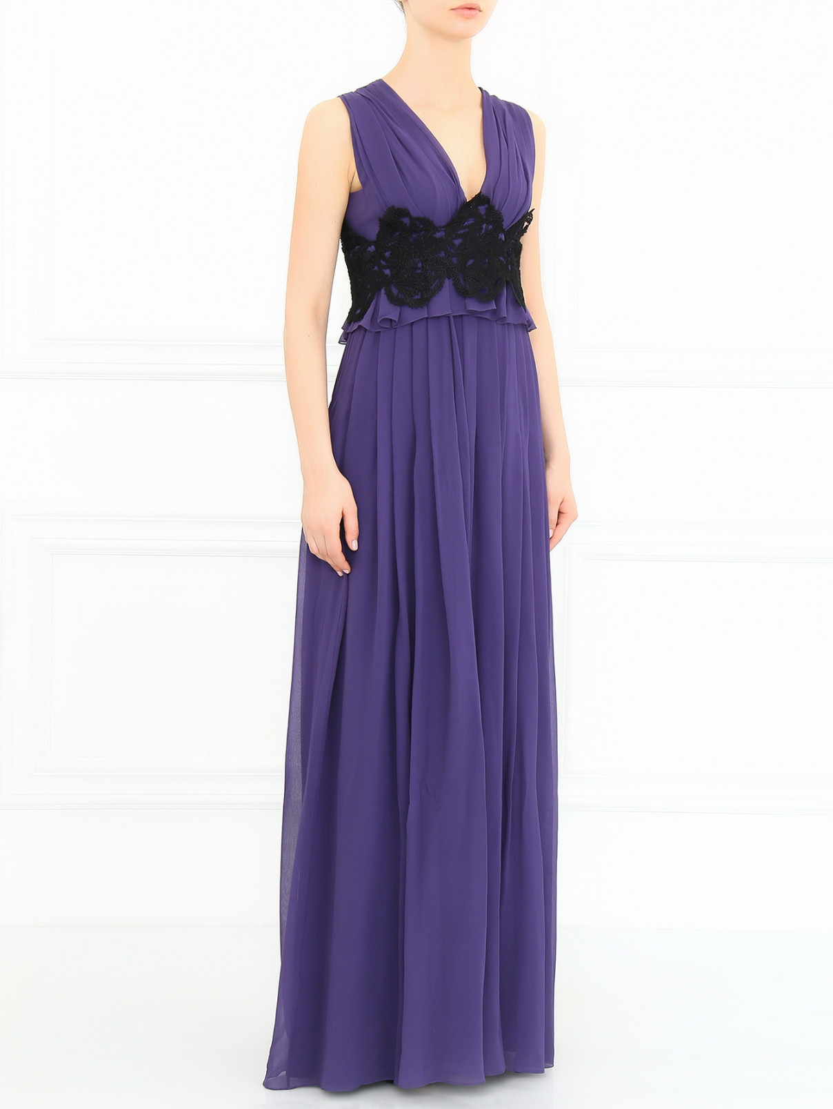Платье-макси из шелка Max Mara  –  Модель Общий вид  – Цвет:  Фиолетовый