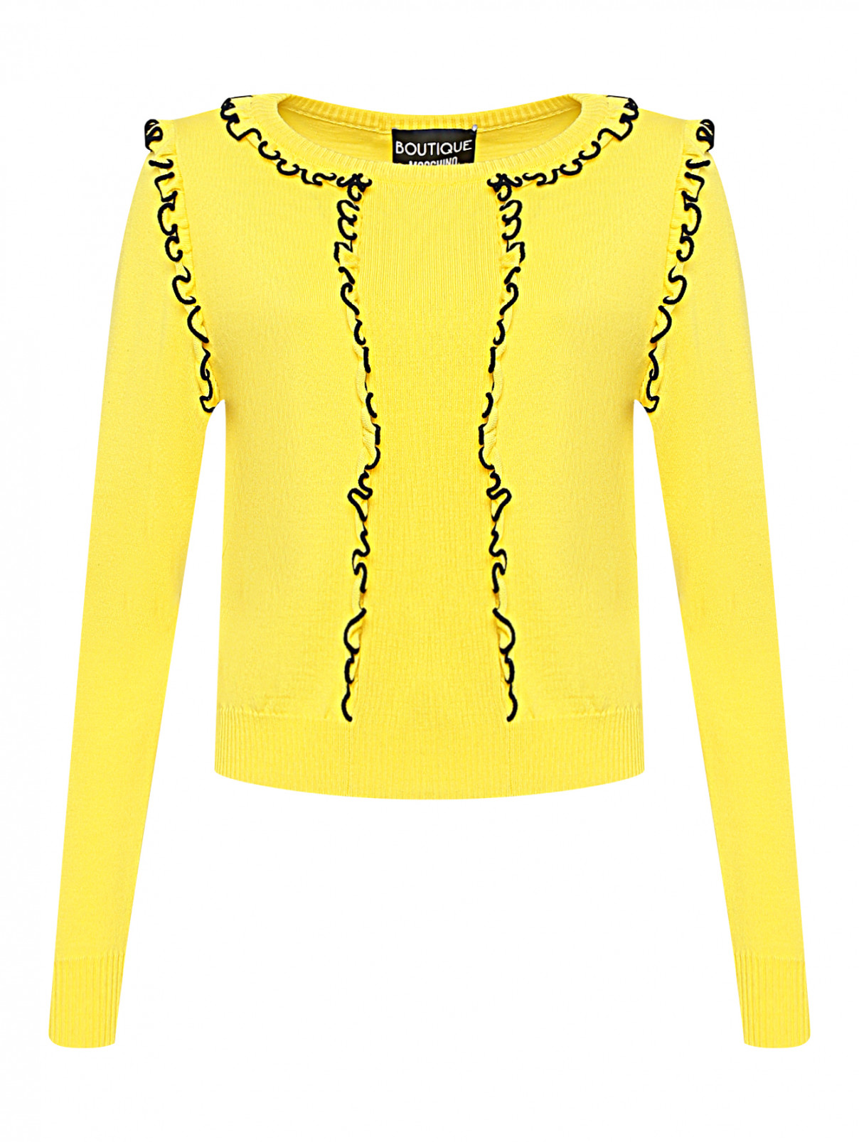 Джемпер из шерсти с контрастной отделкой BOUTIQUE MOSCHINO  –  Общий вид  – Цвет:  Желтый
