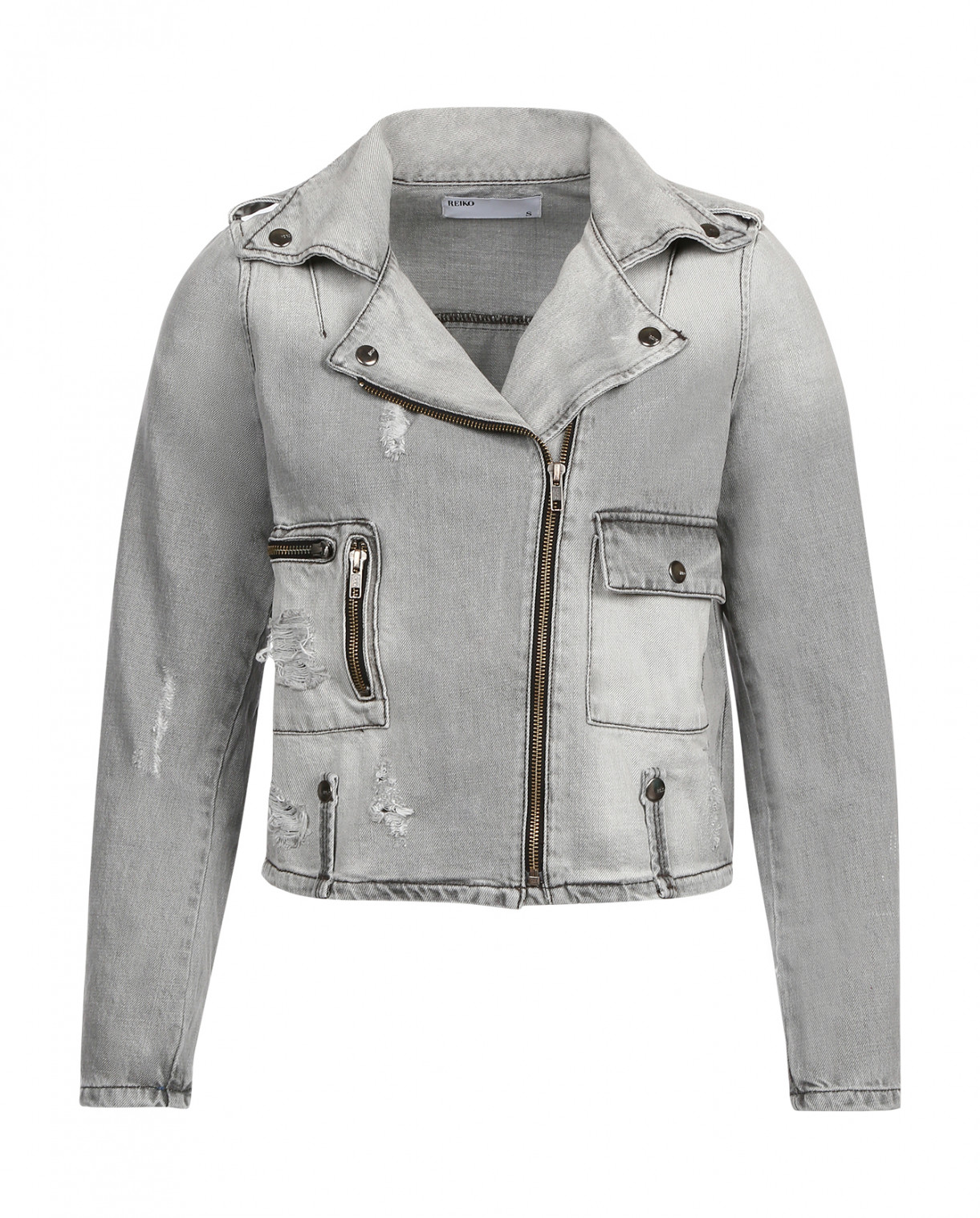 Джинсовая куртка-косуха Reiko  –  Общий вид  – Цвет:  Серый