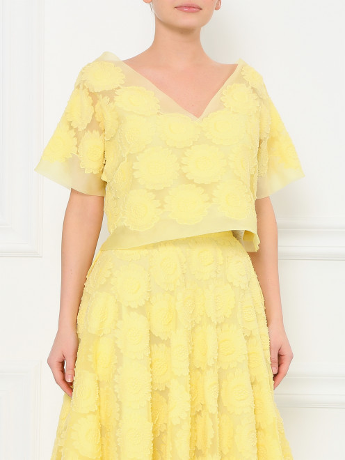 Укороченный топ с вышивкой из шелка Ermanno Scervino - Модель Верх-Низ