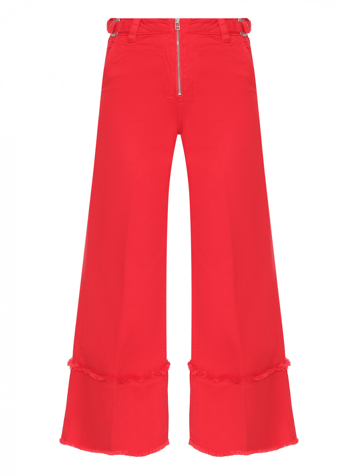 Джинсы-клеш декорированные молнией и вышивкой на кармане Max&Co  –  Общий вид  – Цвет:  Красный