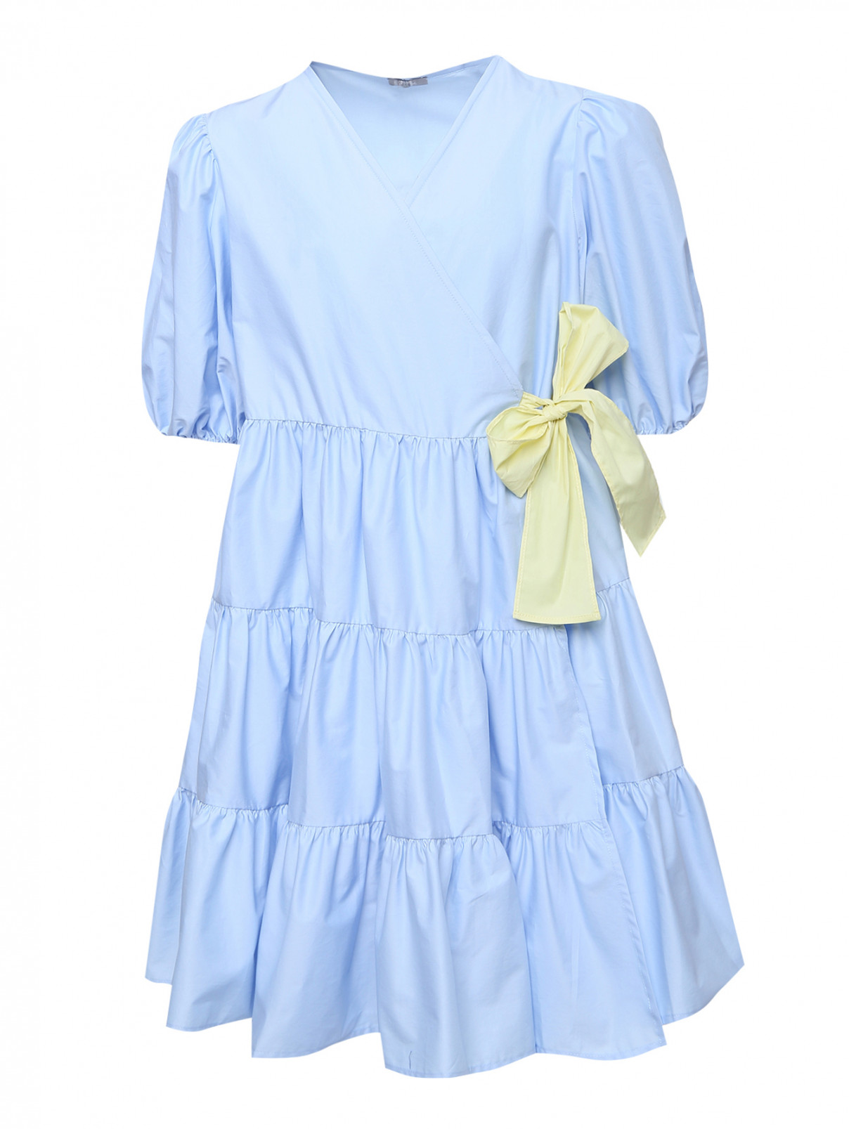 Хлопковое платье с запахом Il Gufo  –  Общий вид  – Цвет:  Синий