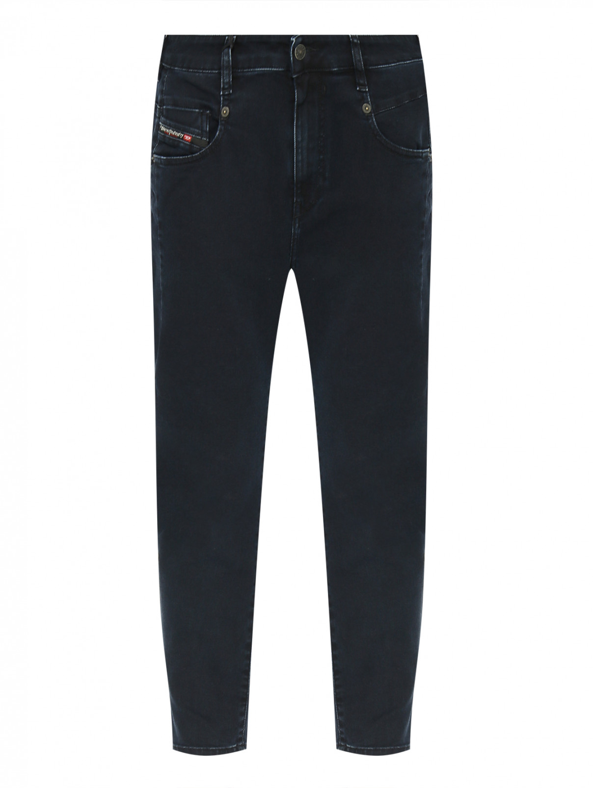 Однотонные джинсы с рельефными швами Diesel  –  Общий вид  – Цвет:  Синий