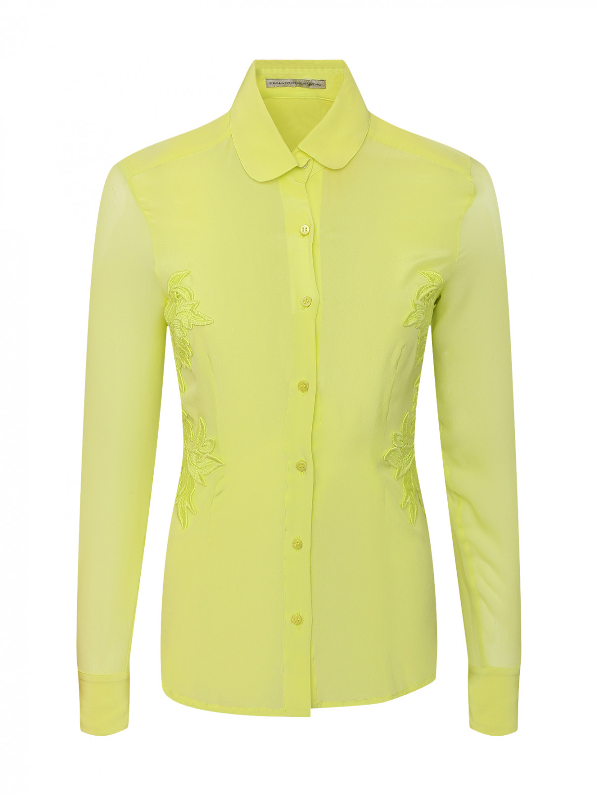 Блуза с узором "полоска" и кружевом Ermanno Scervino  –  Общий вид  – Цвет:  Мультиколор