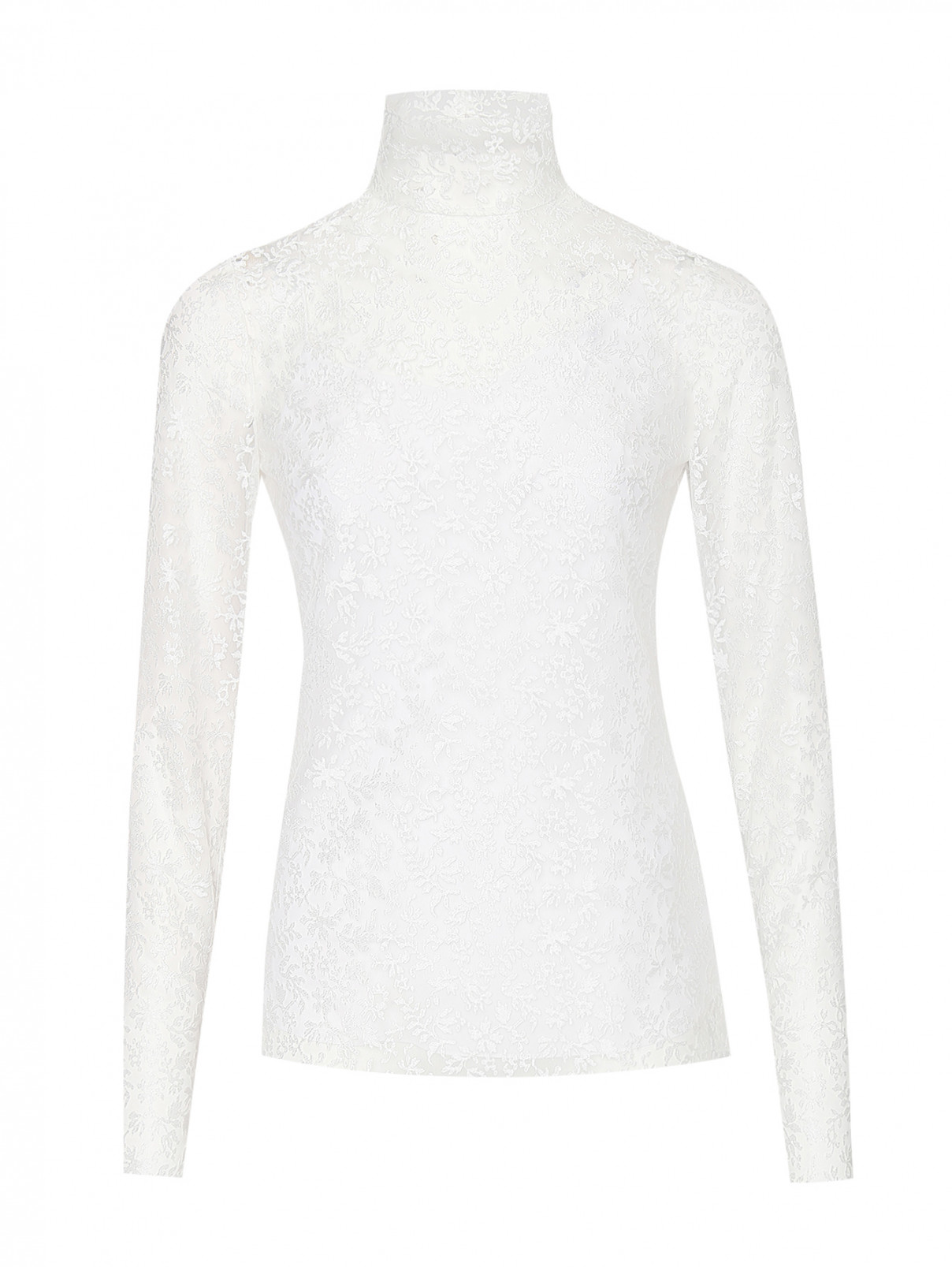 Блуза из сетки с вышивкой Carolina Herrera  –  Общий вид  – Цвет:  Белый
