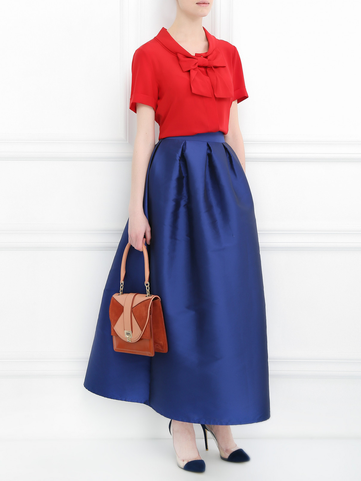 Блуза из шелка с декоративным бантом Moschino Couture  –  Модель Общий вид  – Цвет:  Красный