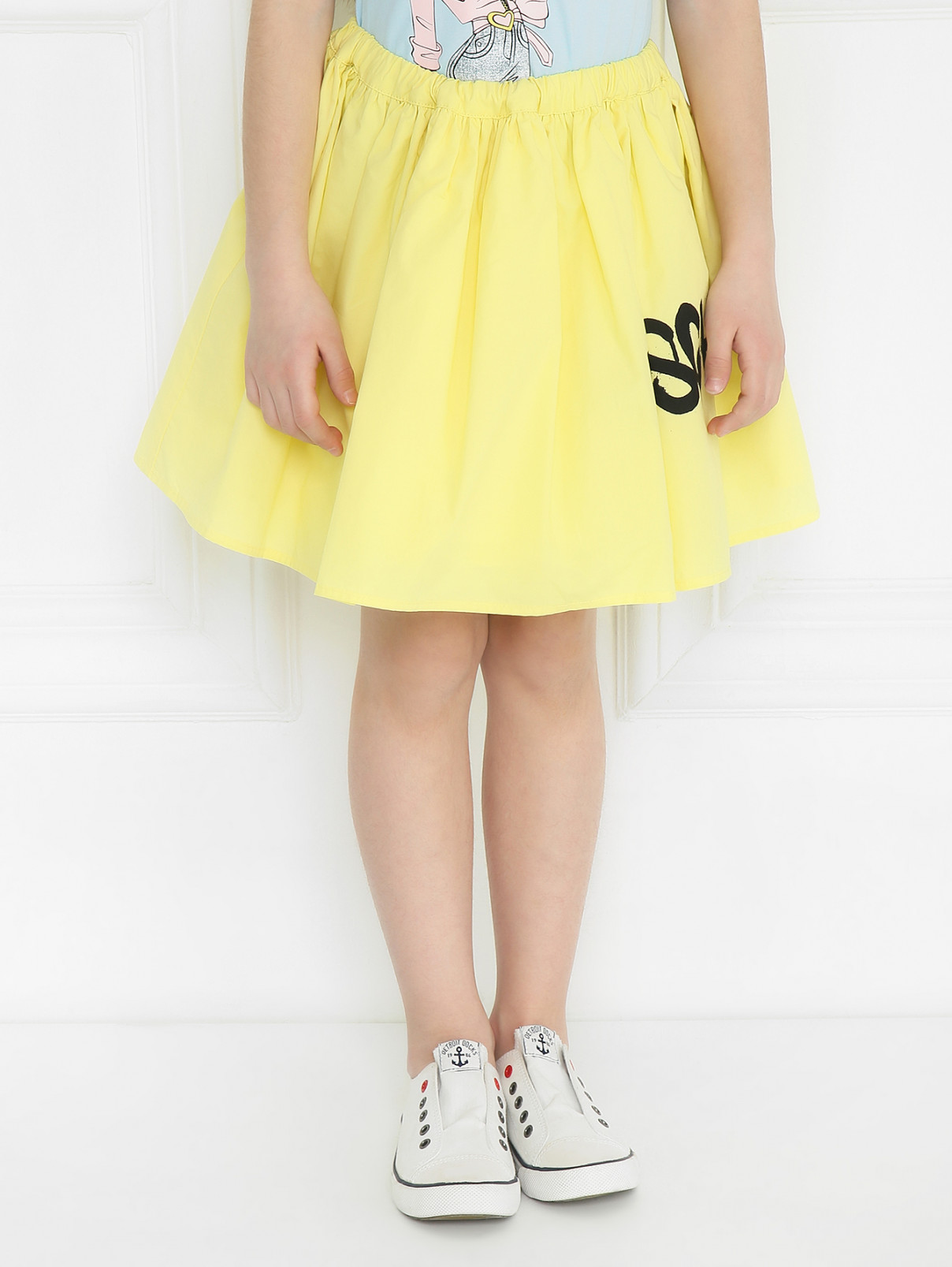 Юбка мини из хлопка Moschino Teen  –  МодельВерхНиз  – Цвет:  Желтый