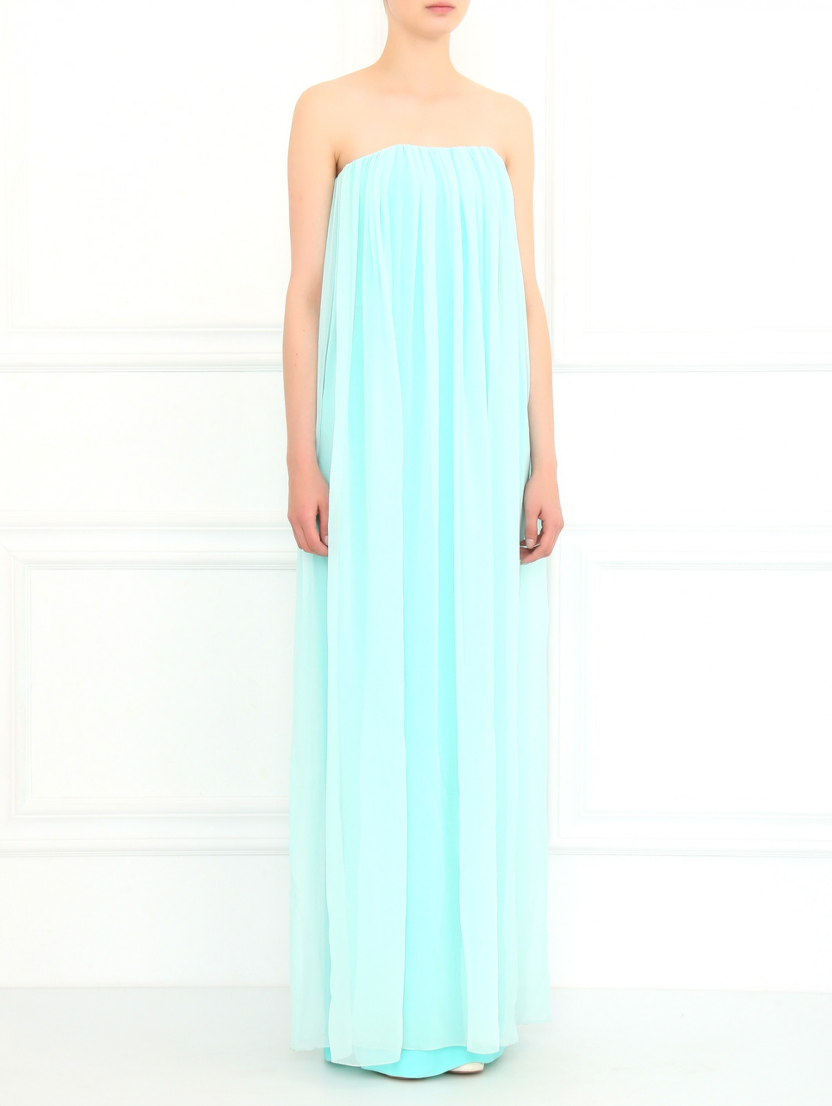 Платье-макси из шелка Kira Plastinina  –  Модель Общий вид  – Цвет:  Синий