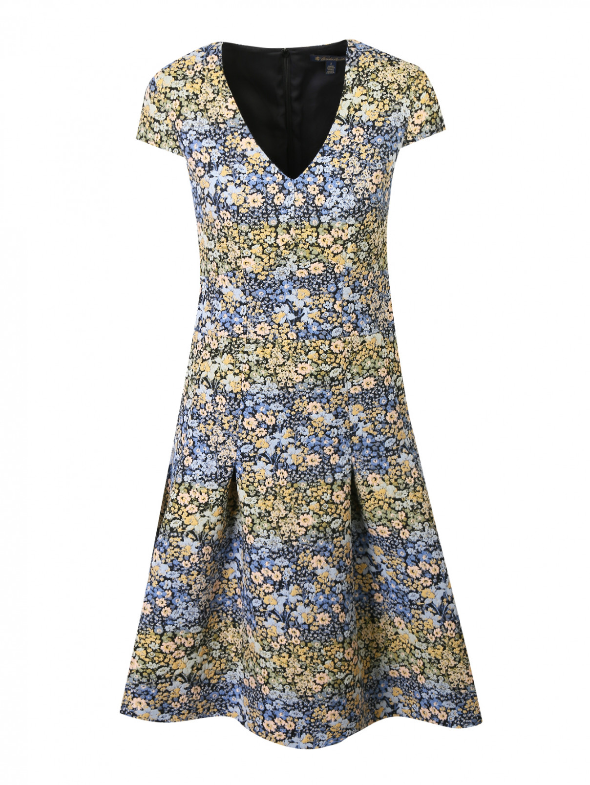 Платье из смешанного хлопка с цветочным узором Brooks Brothers  –  Общий вид  – Цвет:  Узор