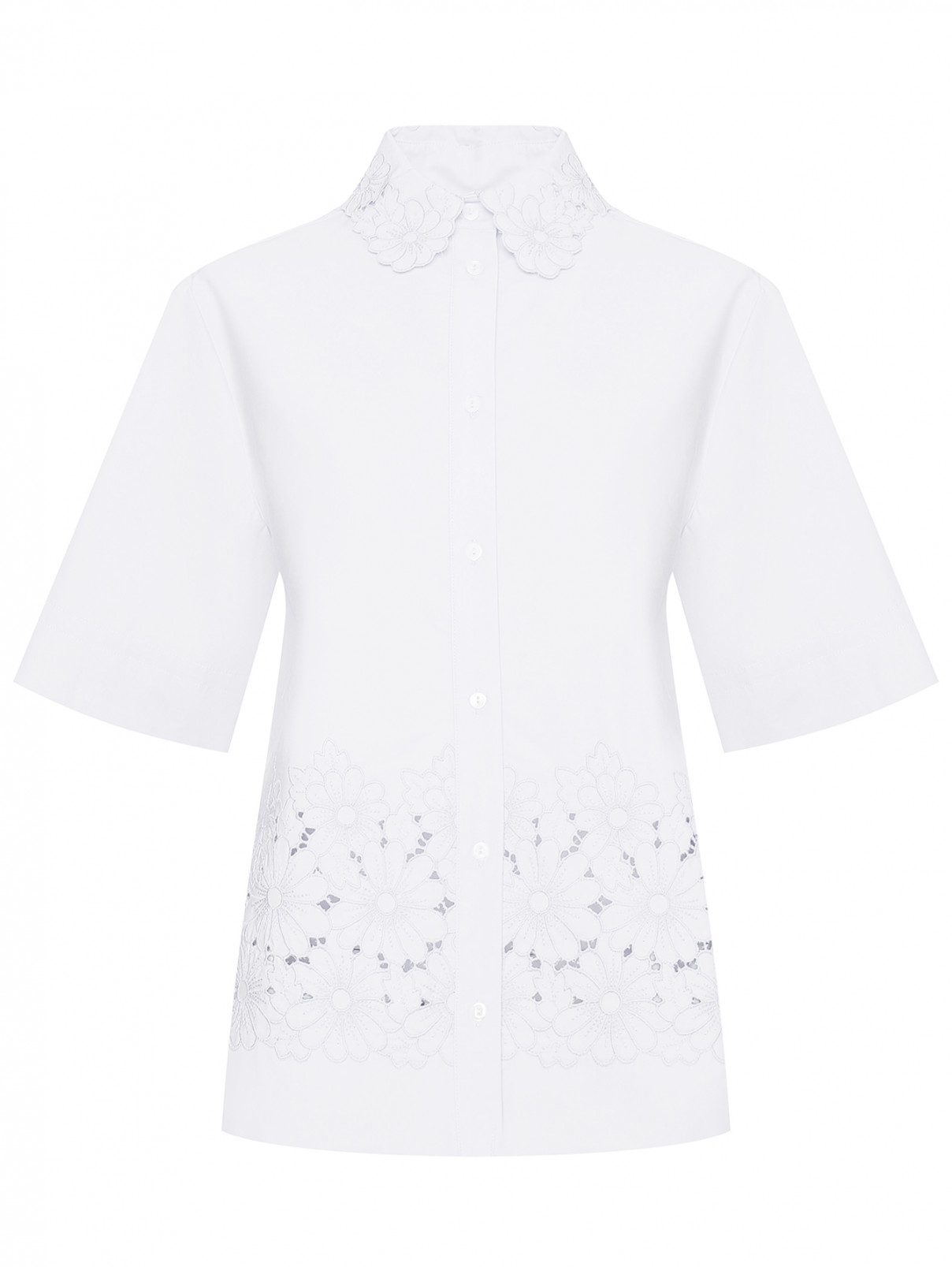 Блуза из хлопка с перфорацией P.A.R.O.S.H.  –  Общий вид  – Цвет:  Белый