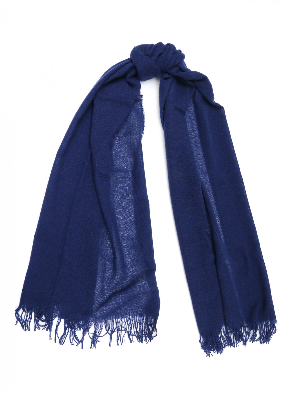 Шарф из шерсти и кашемира Il Gufo  –  Общий вид  – Цвет:  Синий