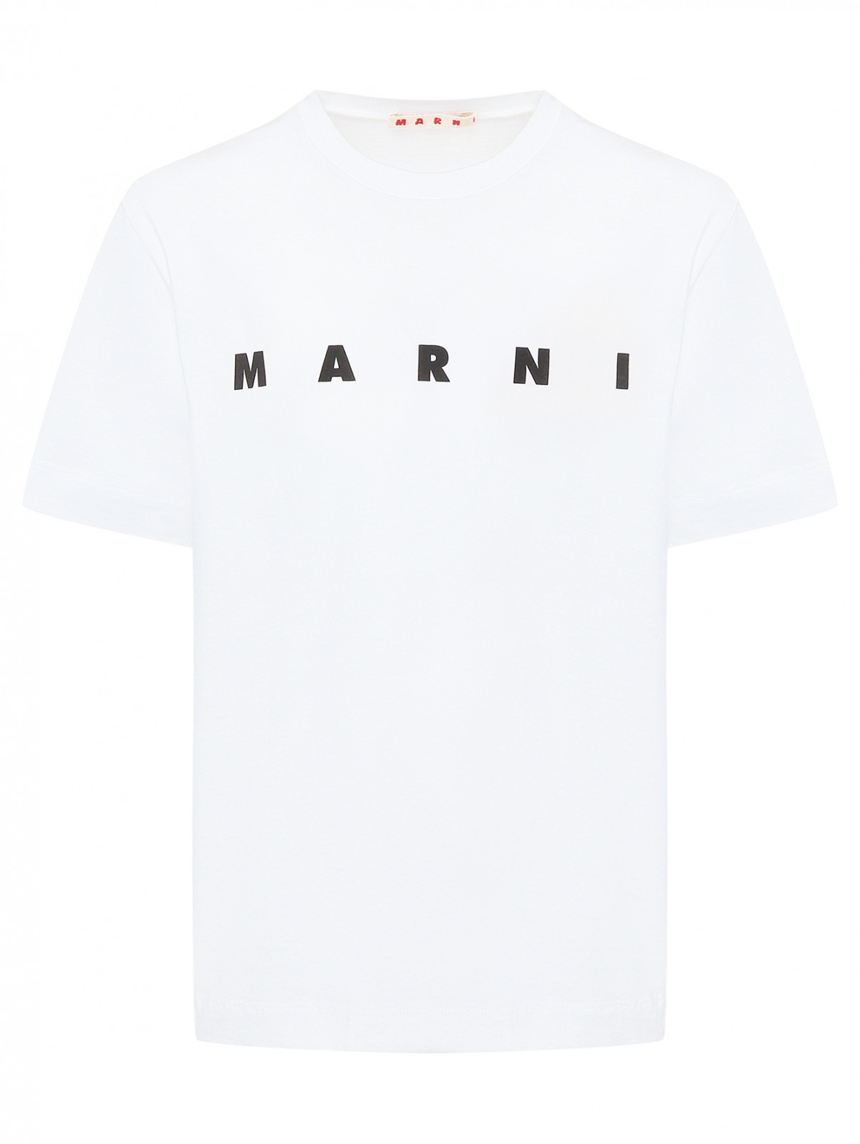 Хлопковая футболка с принтом Marni  –  Общий вид  – Цвет:  Белый