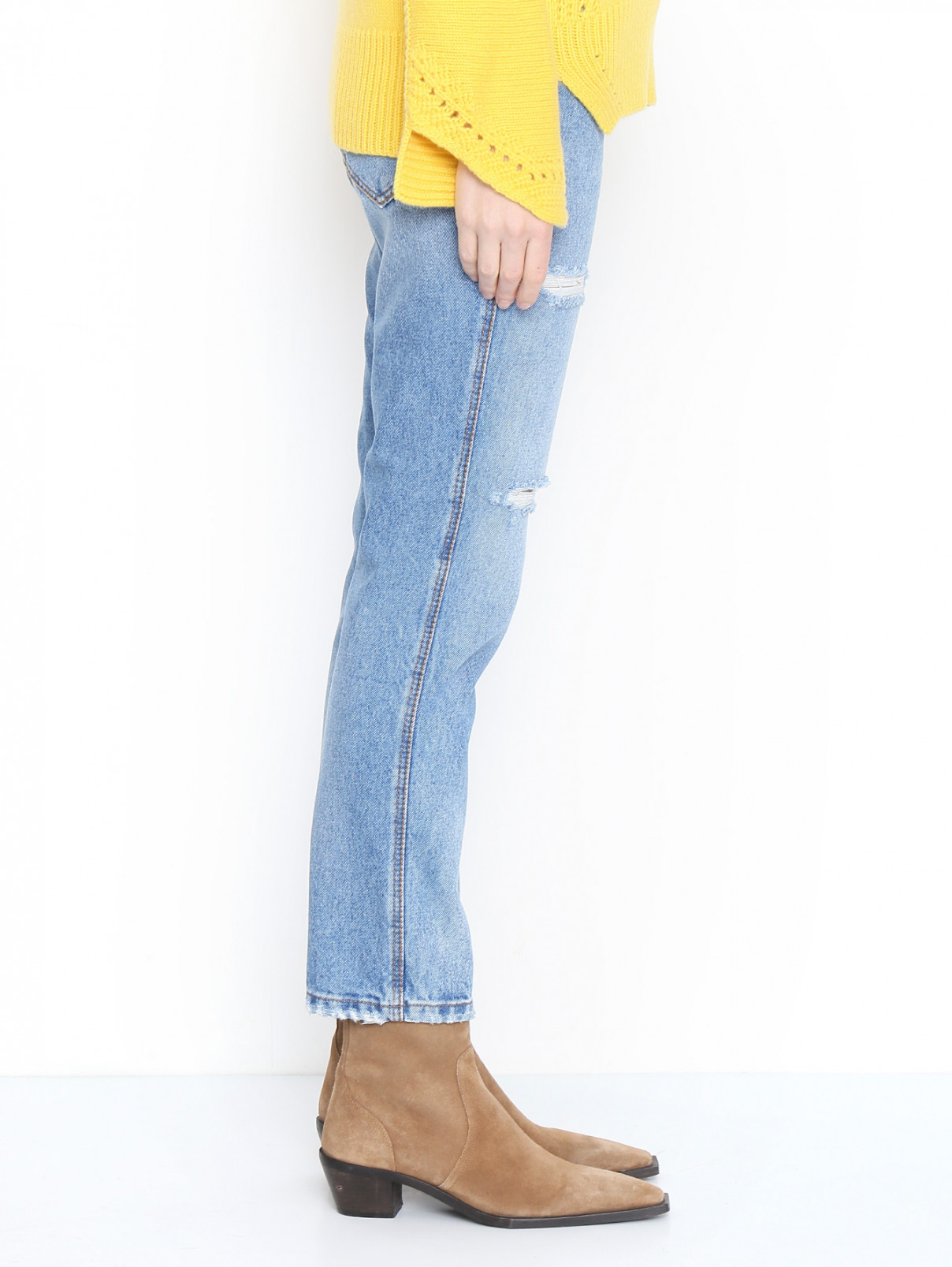 Укороченные джинсы с потертостями Ermanno Scervino  –  МодельВерхНиз2  – Цвет:  Синий