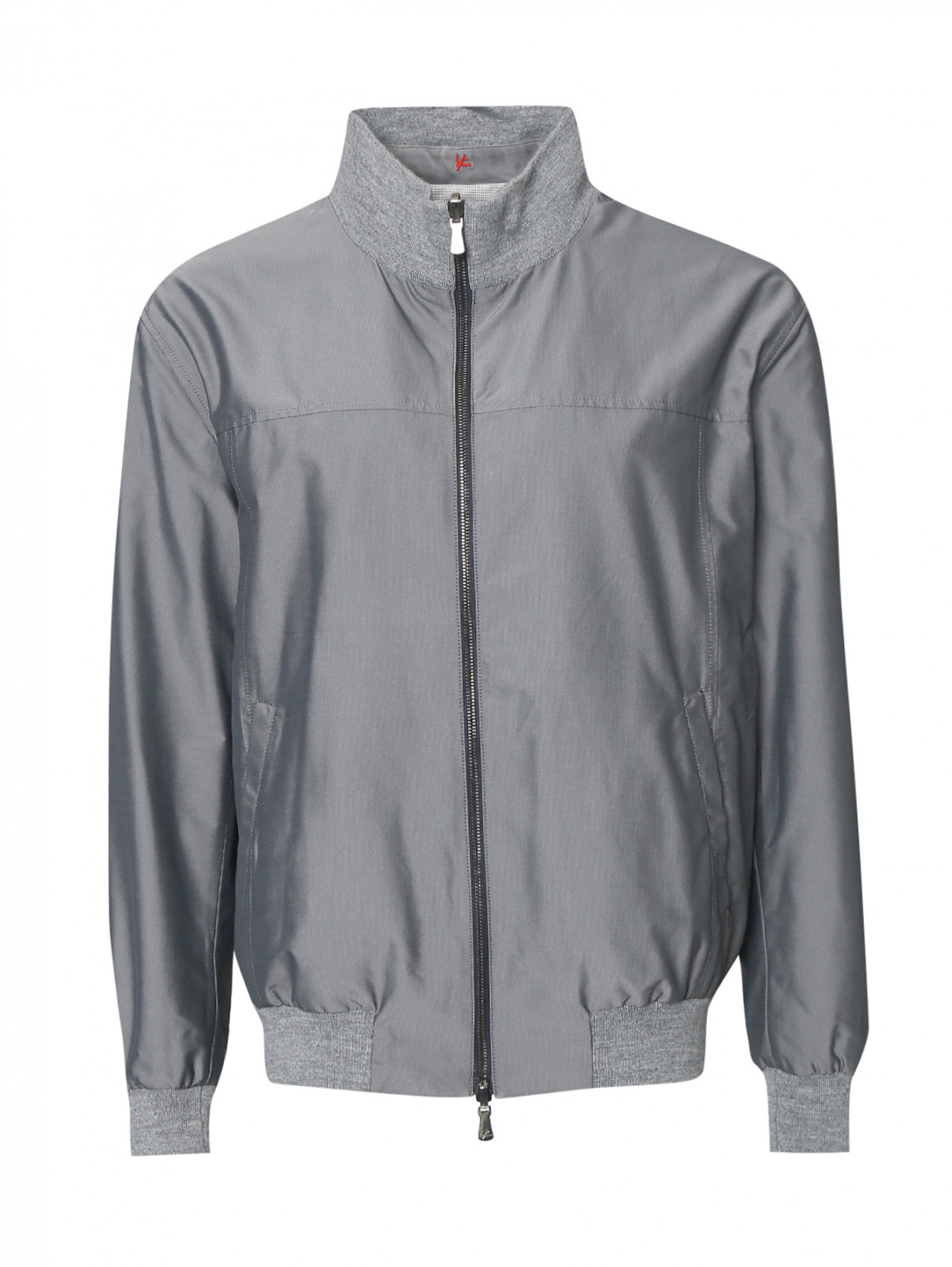Куртка на молнии с контрастной вставкой Isaia  –  Общий вид  – Цвет:  Серый