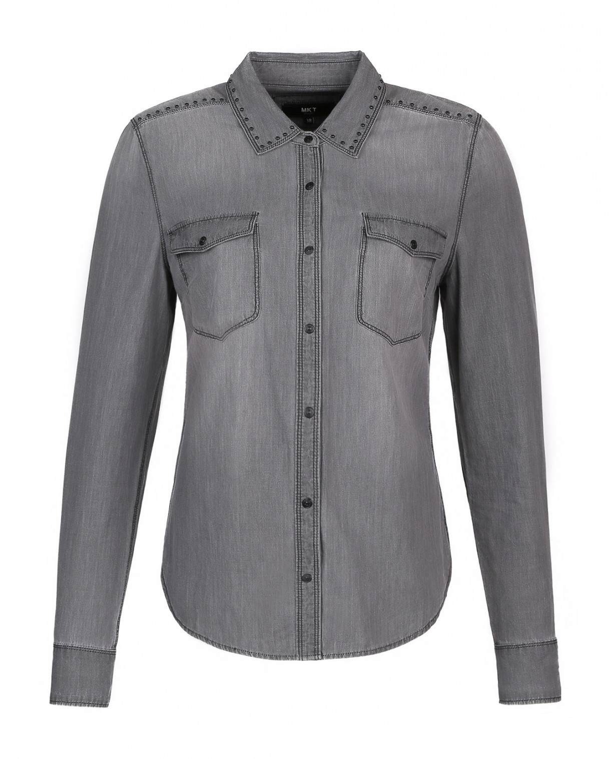Рубашка с металлическими клёпками MKT Studio  –  Общий вид  – Цвет:  Серый