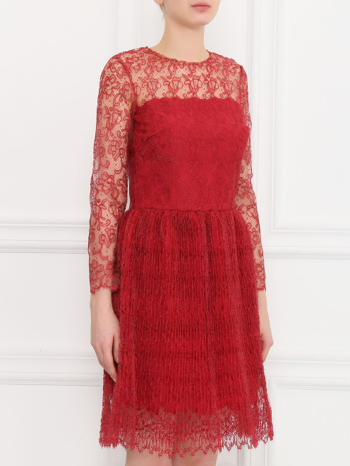 Платье-мини из шелка с ажурным узором Ermanno Scervino - Модель Верх-Низ