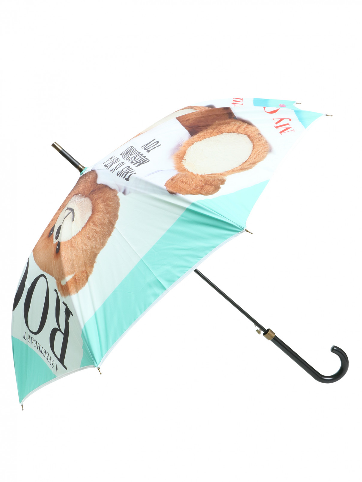 Зонт-трость с принтом Moschino Couture  –  Общий вид  – Цвет:  Синий