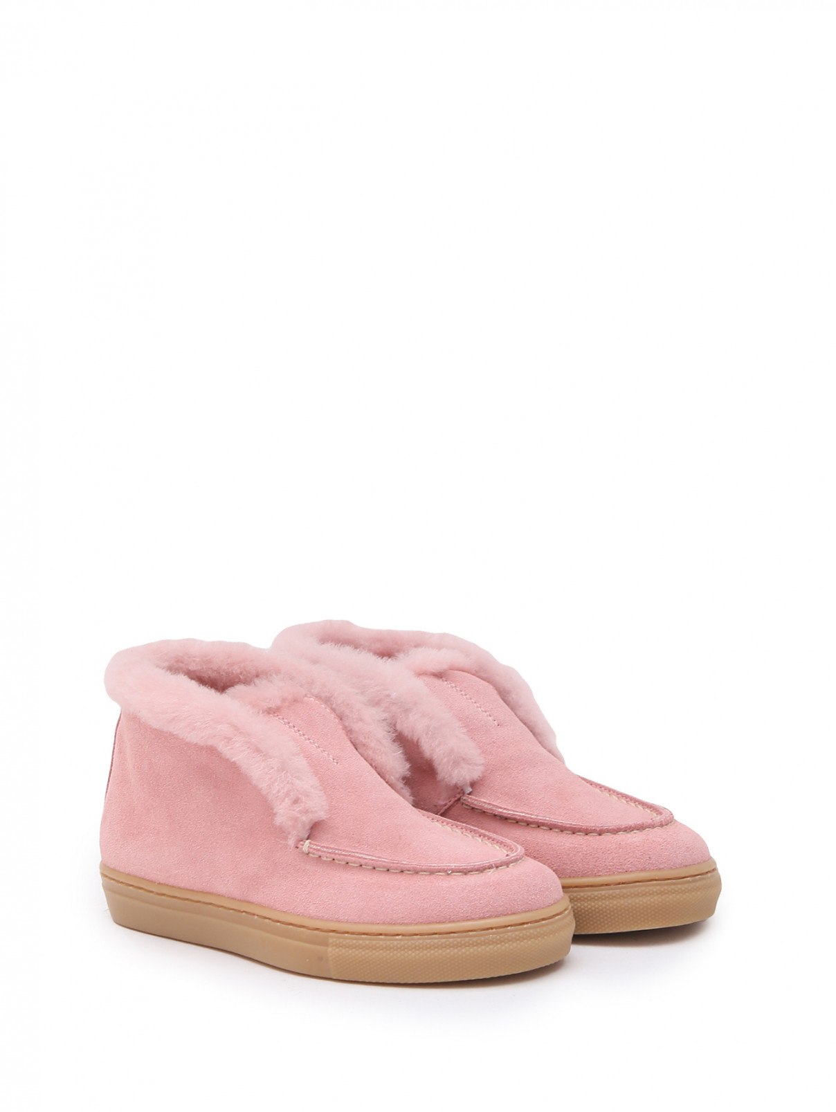 Замшевые утепленные ботинки Gallucci  –  Общий вид  – Цвет:  Розовый