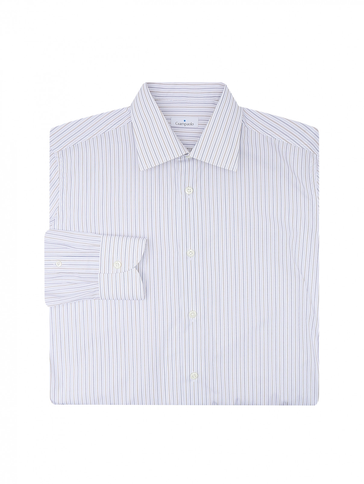 Рубашка из хлопка в полоску Giampaolo  –  Общий вид  – Цвет:  Белый