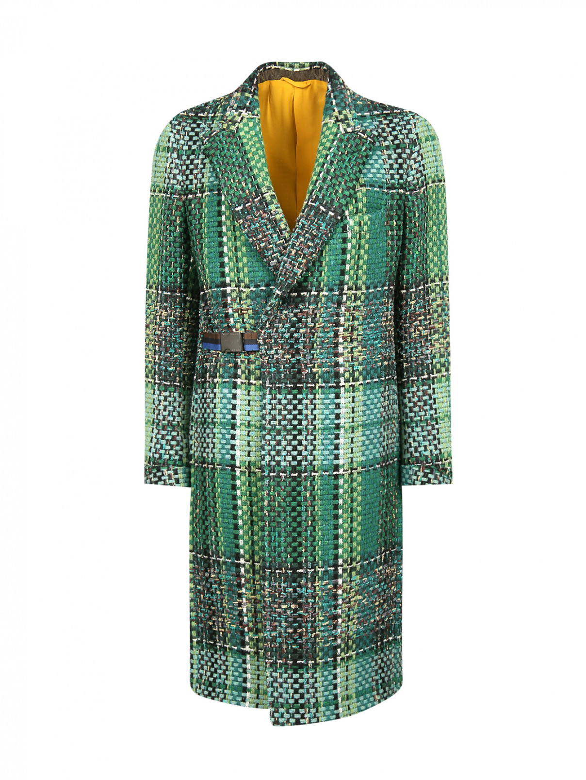 Пальто из шерсти с узором Etro  –  Общий вид  – Цвет:  Зеленый