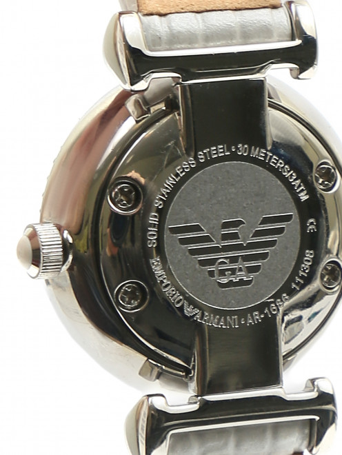 Часы с кожаным браслетом декорированные стразами - Деталь1