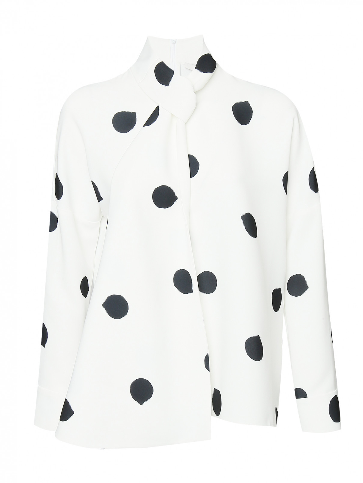 Блуза свободного кроя с узором горох TIBI  –  Общий вид  – Цвет:  Белый