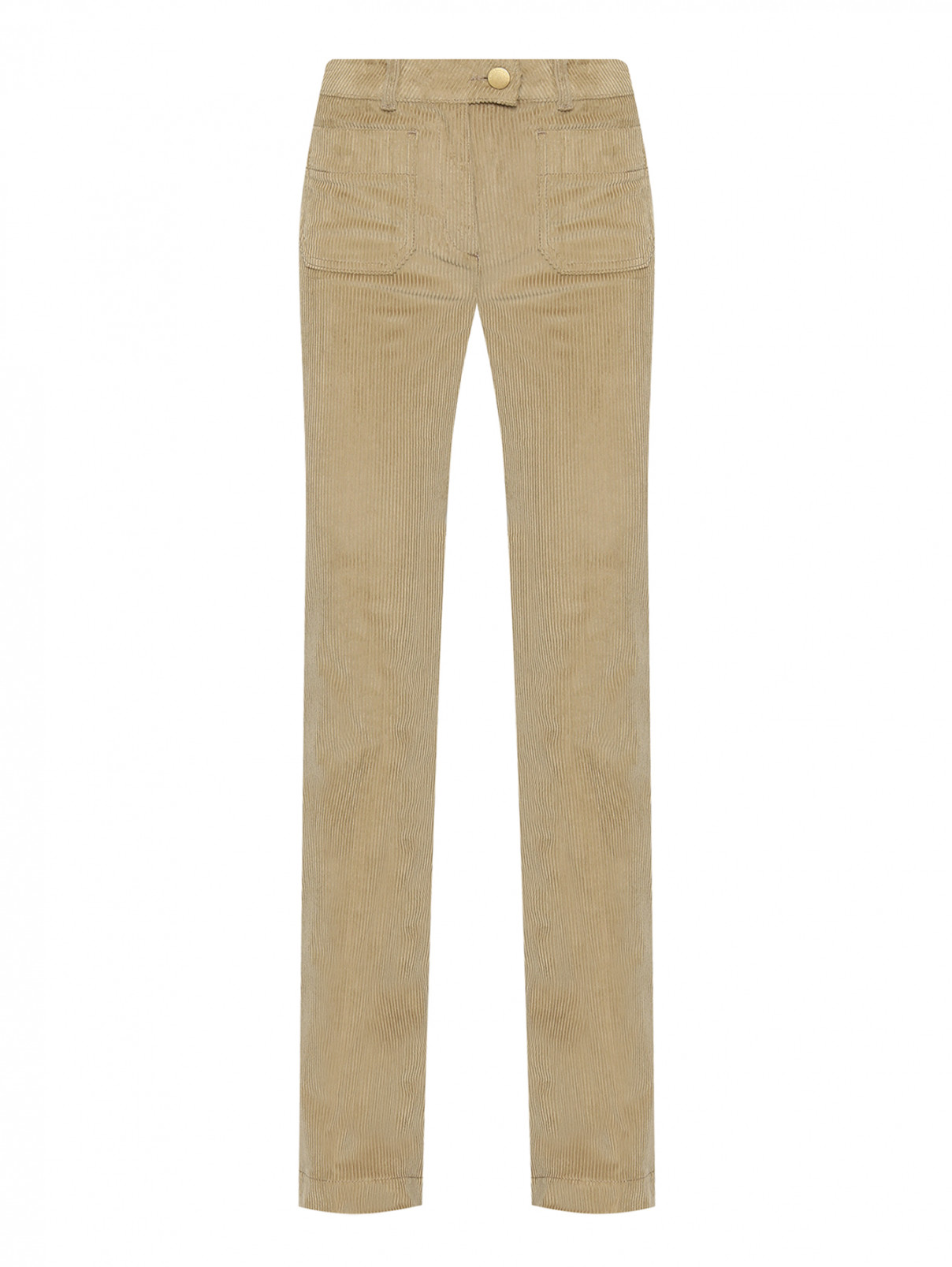 Вельветовые брюки с накладными карманами Luisa Spagnoli  –  Общий вид  – Цвет:  Бежевый