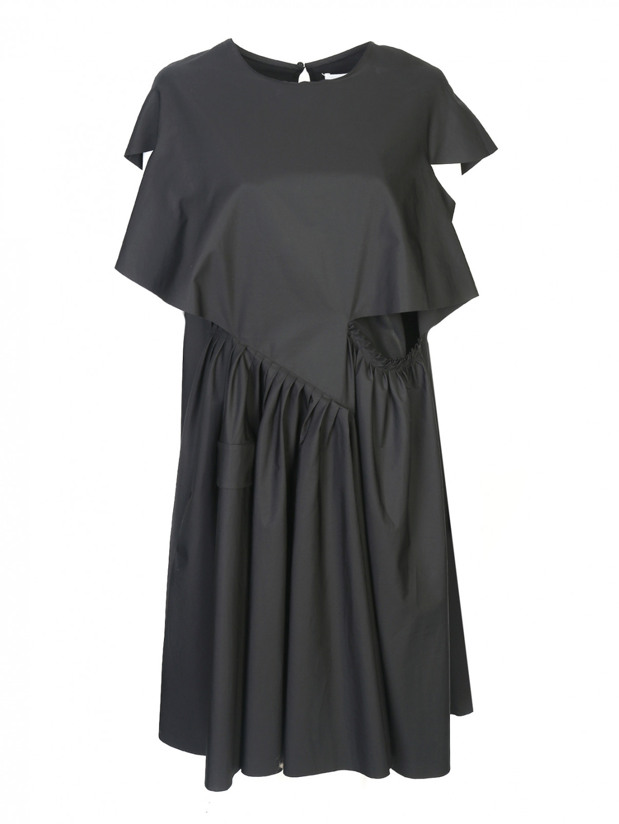 Платье свободного кроя из хлопка Maison Margiela  –  Общий вид  – Цвет:  Черный