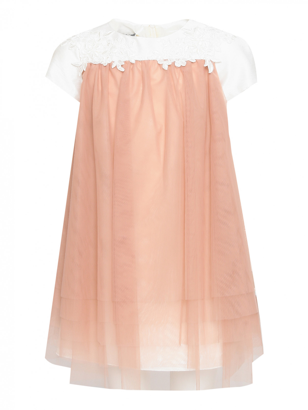 Платье свободного кроя с вышивкой Caf  –  Общий вид  – Цвет:  Бежевый