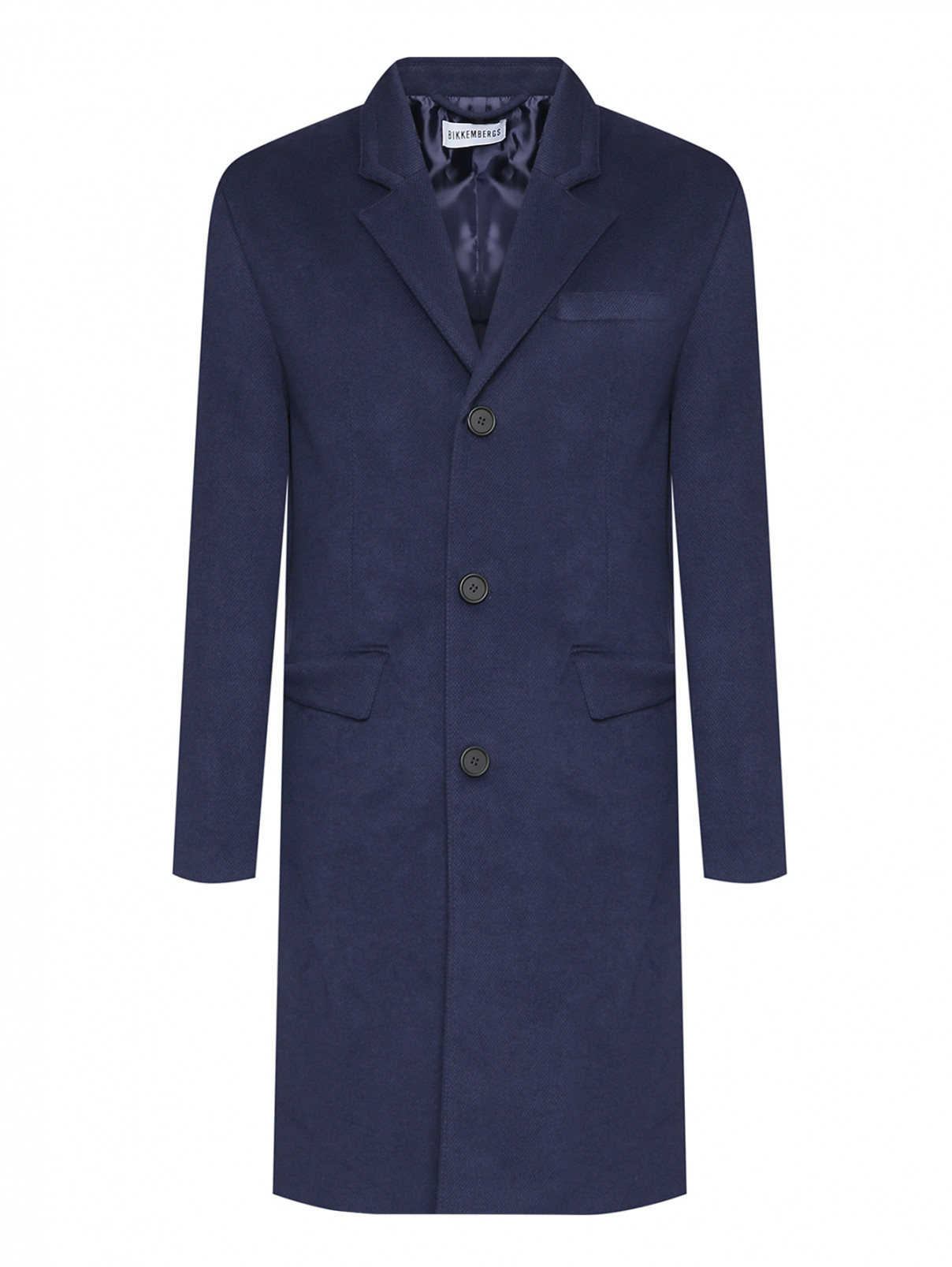Пальто из смесовой шерсти Bikkembergs  –  Общий вид  – Цвет:  Синий