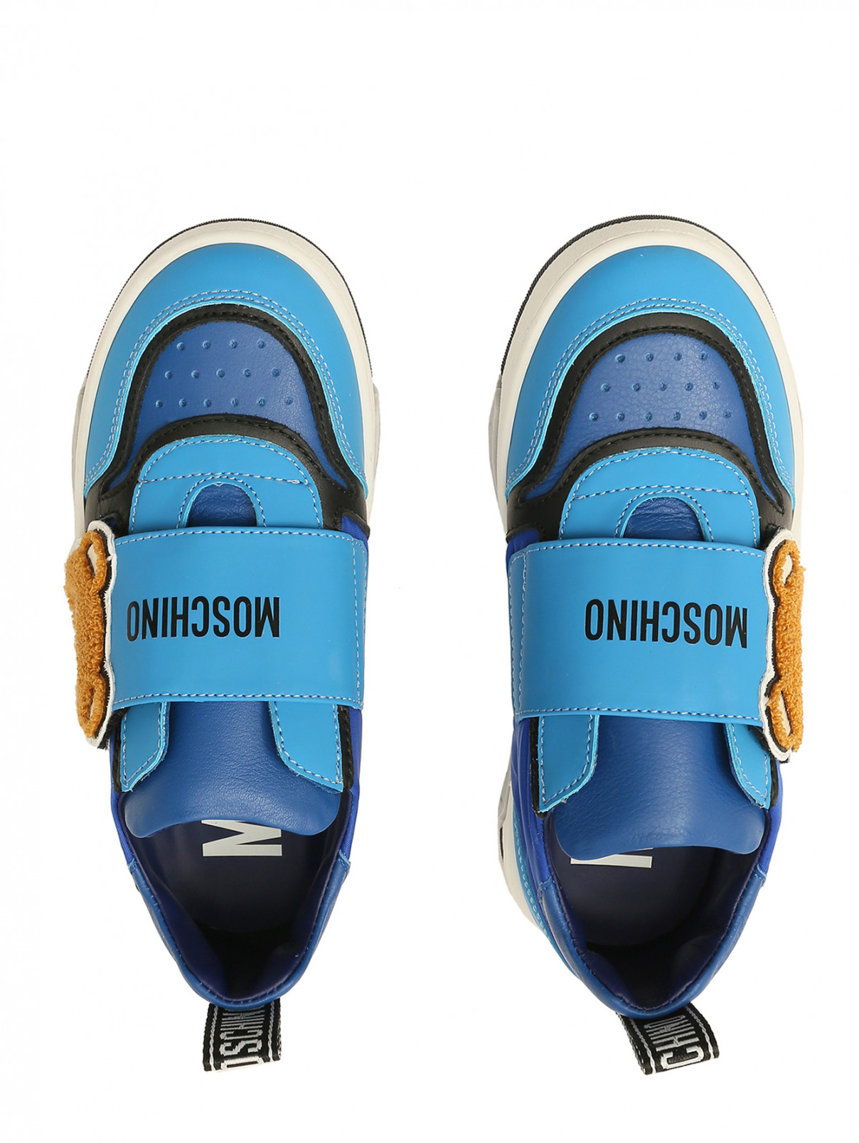 Кеды из кожи с липучкой Moschino  –  Обтравка3  – Цвет:  Синий