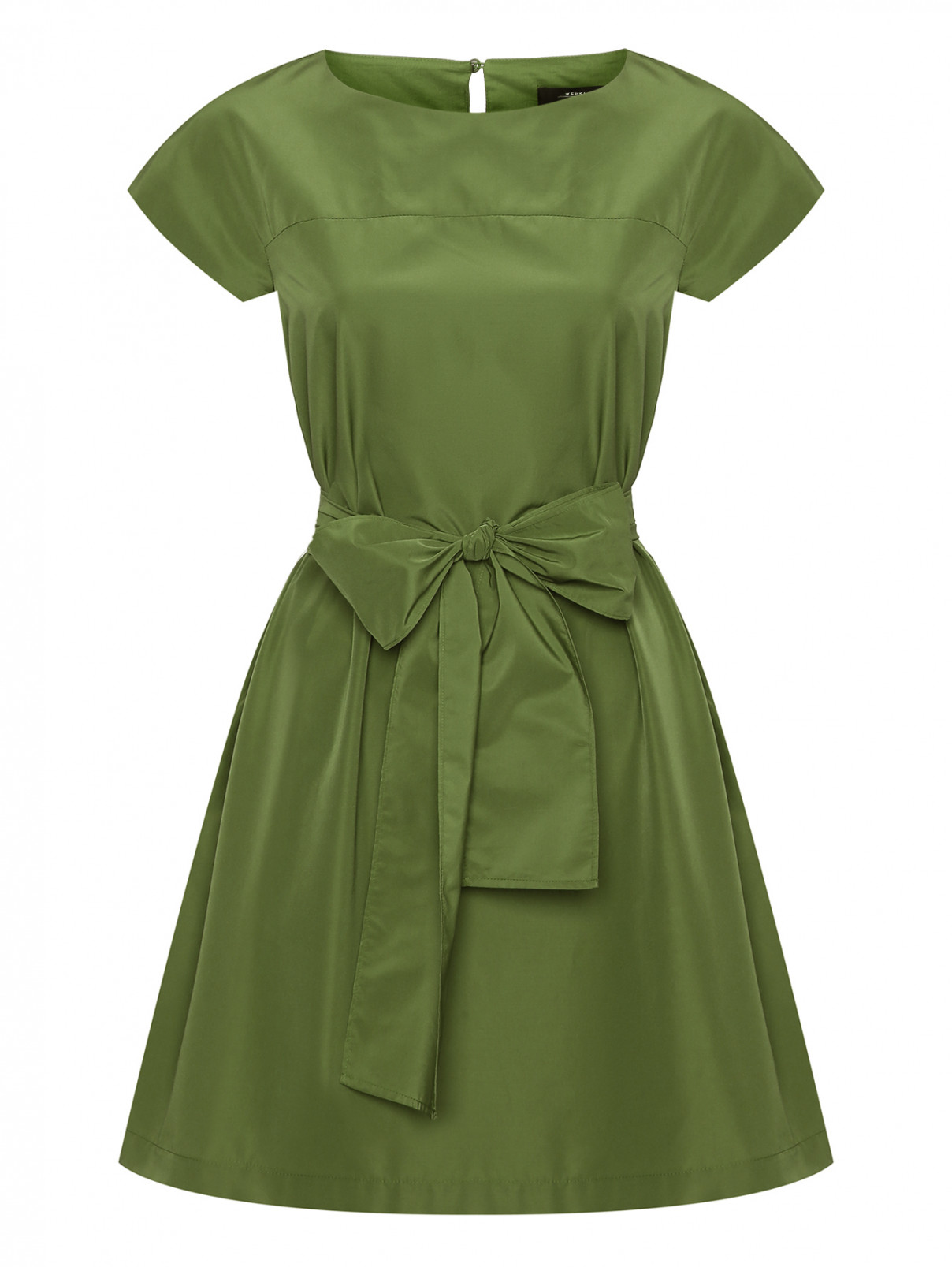 Платье-мини с поясом и карманами Weekend Max Mara  –  Общий вид  – Цвет:  Зеленый