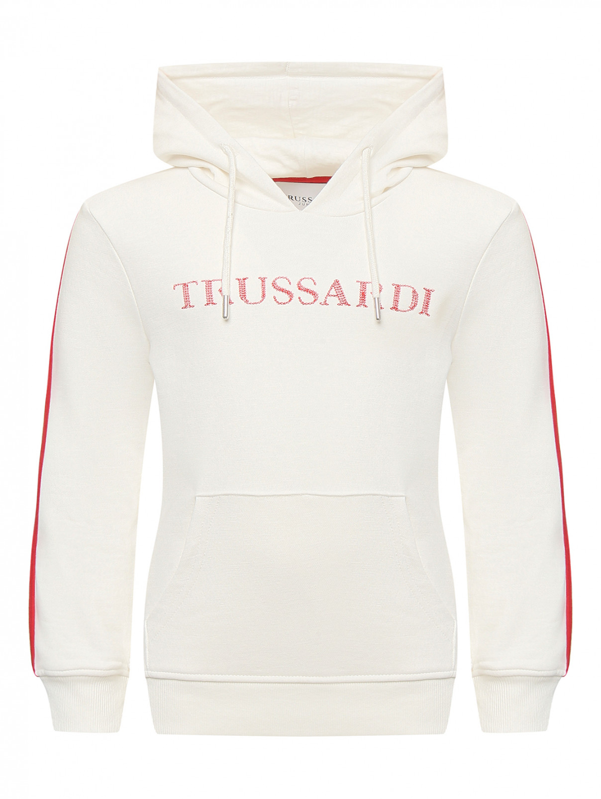 Хлопковая толстовка с вышивкой Trussardi  –  Общий вид  – Цвет:  Белый