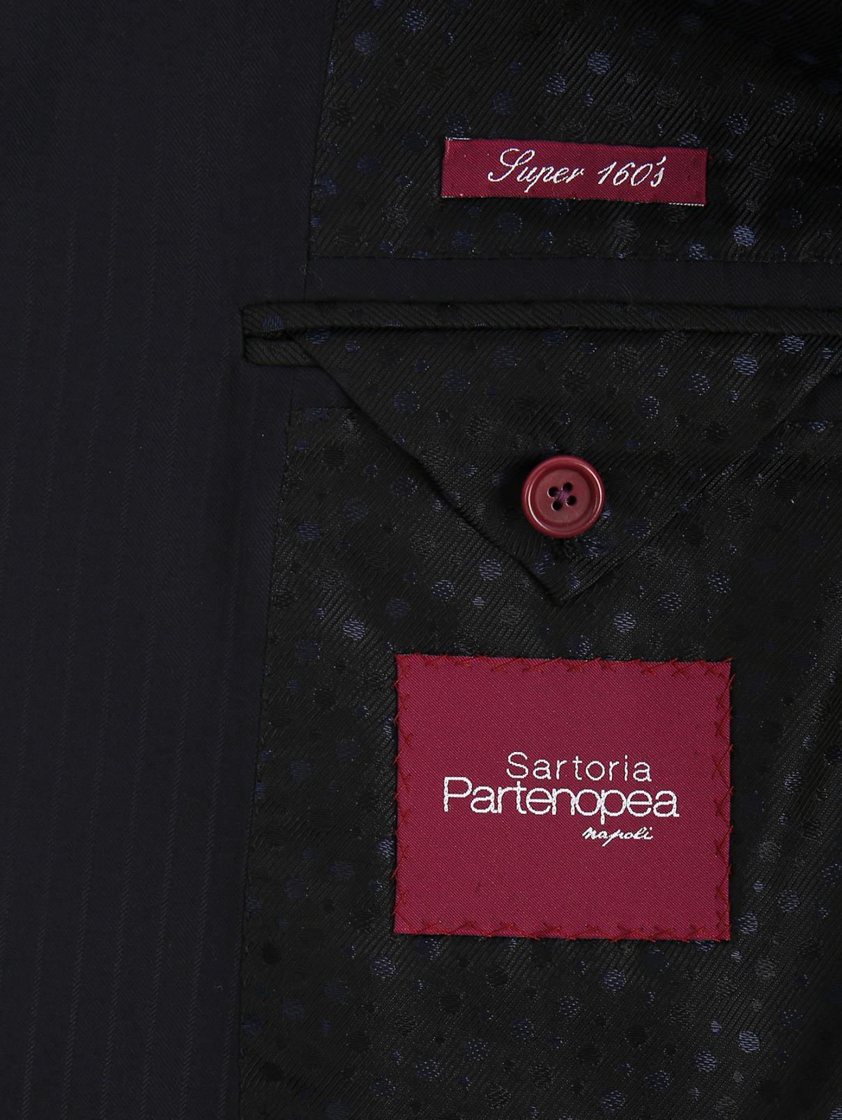 Костюм из шерсти с узором "полоска" Sartoria Partenopea  –  Деталь2  – Цвет:  Синий