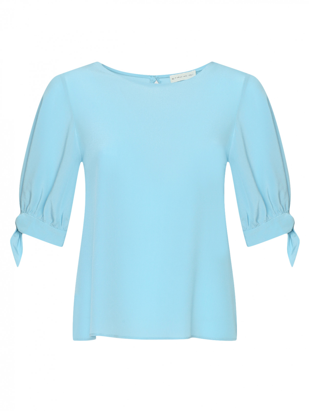 Блуза из шелка с декоративными бантами на рукавах Etro  –  Общий вид  – Цвет:  Синий
