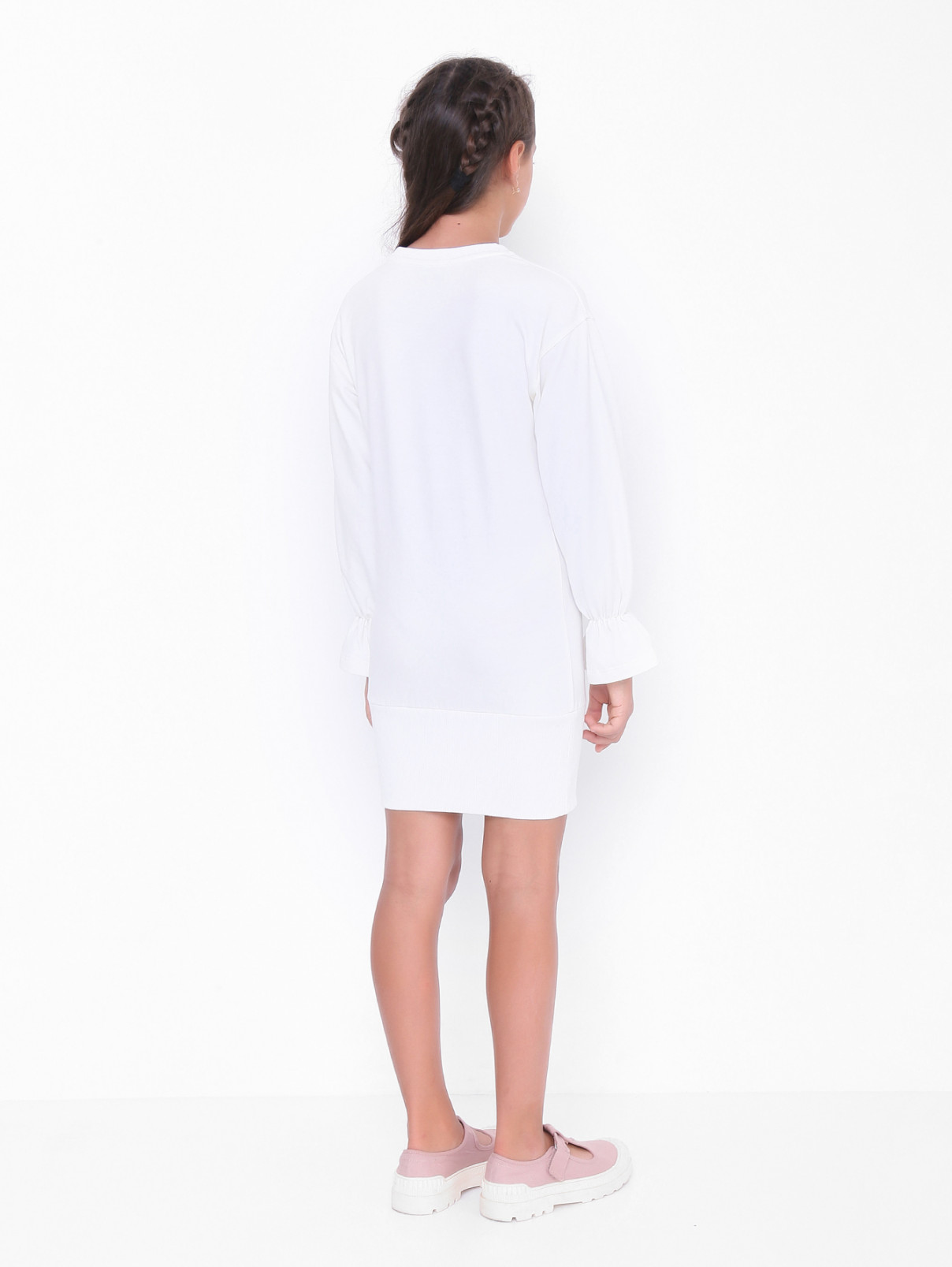 Трикотажное платье с аппликацией Moschino  –  МодельВерхНиз1  – Цвет:  Белый