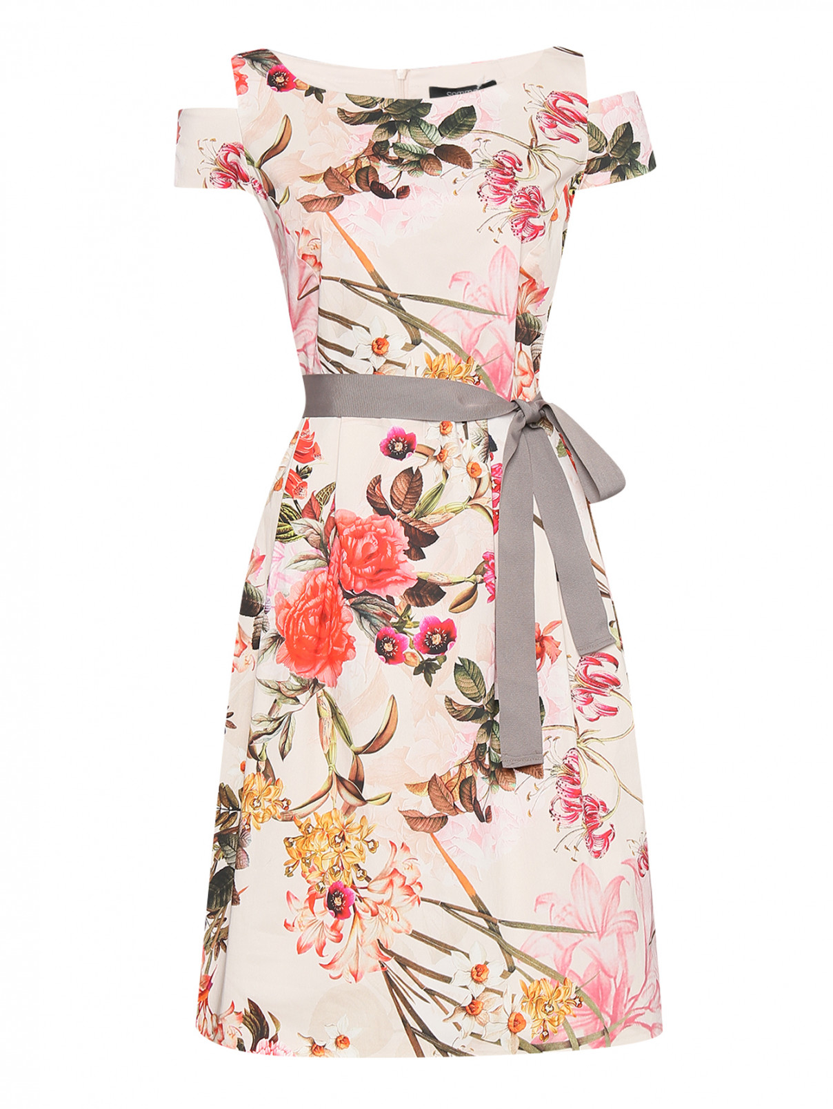 Платье-миди из хлопка с цветочным узором Comma  –  Общий вид