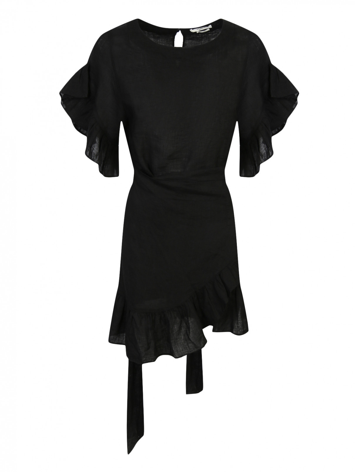 Платье-мини из льна Isabel Marant  –  Общий вид  – Цвет:  Черный